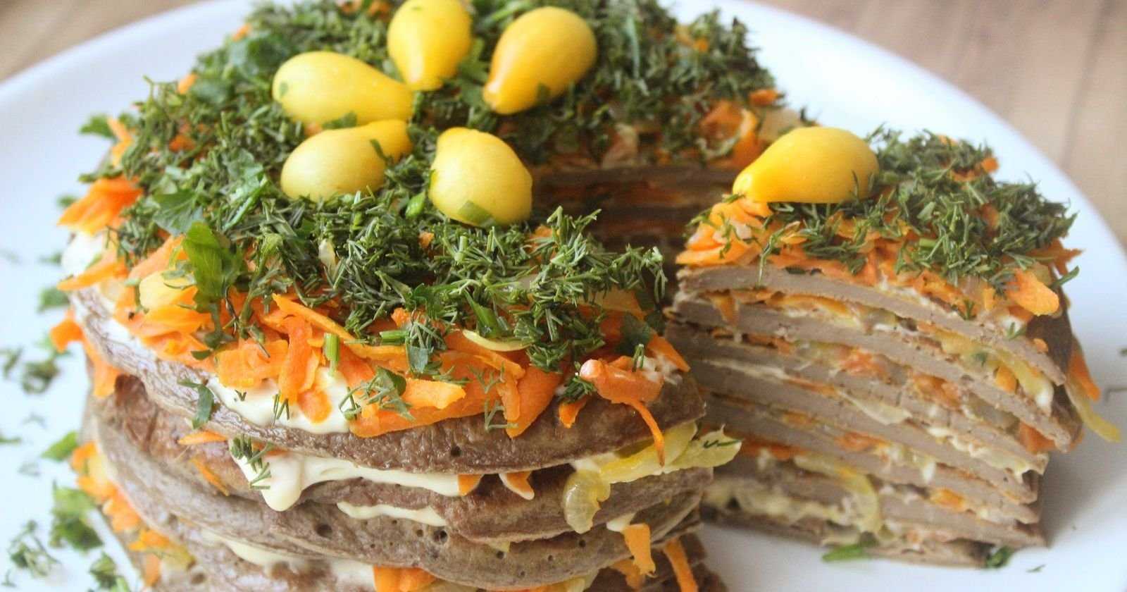Торт из печени говяжьей с морковью и луком, рецепт с фото