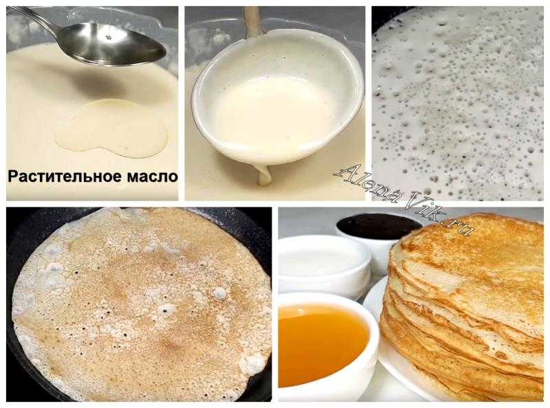 Тонкие блины на кефире с кипятком ( рецепт с фото)
