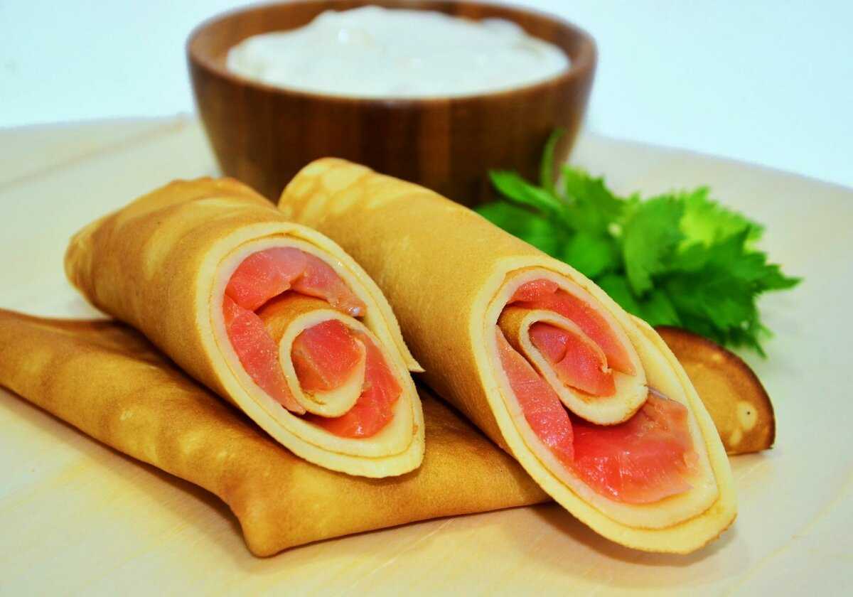 Шпинатные блины с семгой и сливочным сыром  | волшебная eда.ру