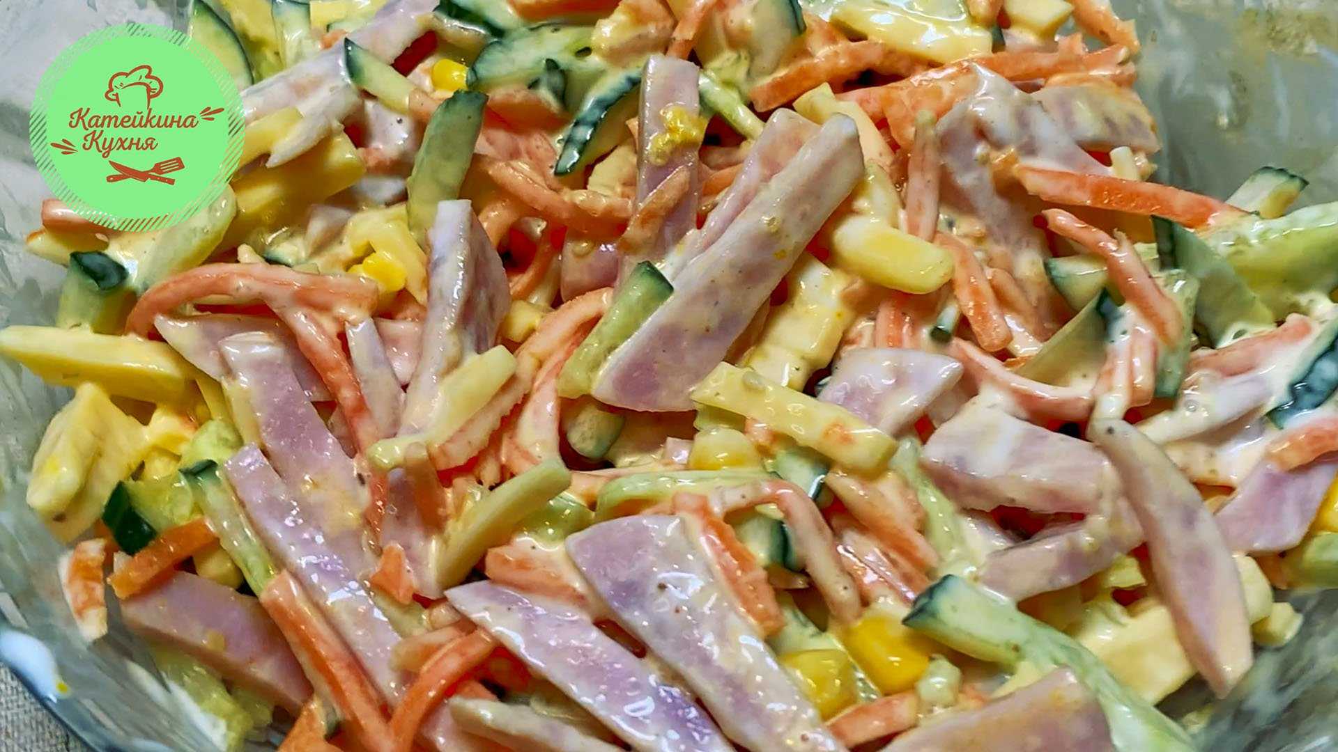 Рецепты салатов с ветчиной и кукурузой