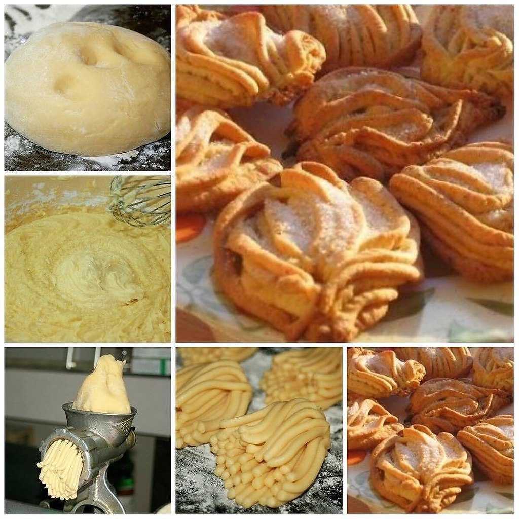 Печенье хризантема через мясорубку - рецепт с фото