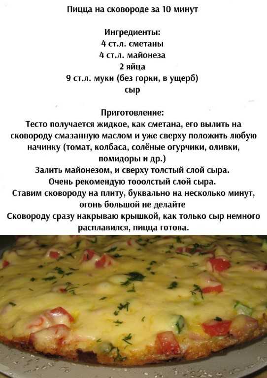 Быстрая пицца на сковороде за 10 минут — пошаговый рецепт с вкусным тестом и начинкой