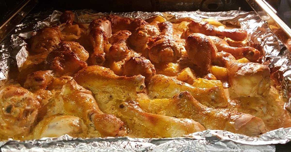 Куриные голени с картошкой в духовке - очень простой рецепт с пошаговыми фото