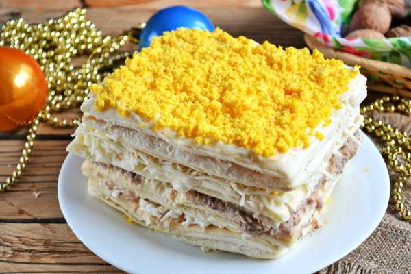 Торт рыбный из коржей наполеон: пошаговый рецепт вкусной закуски