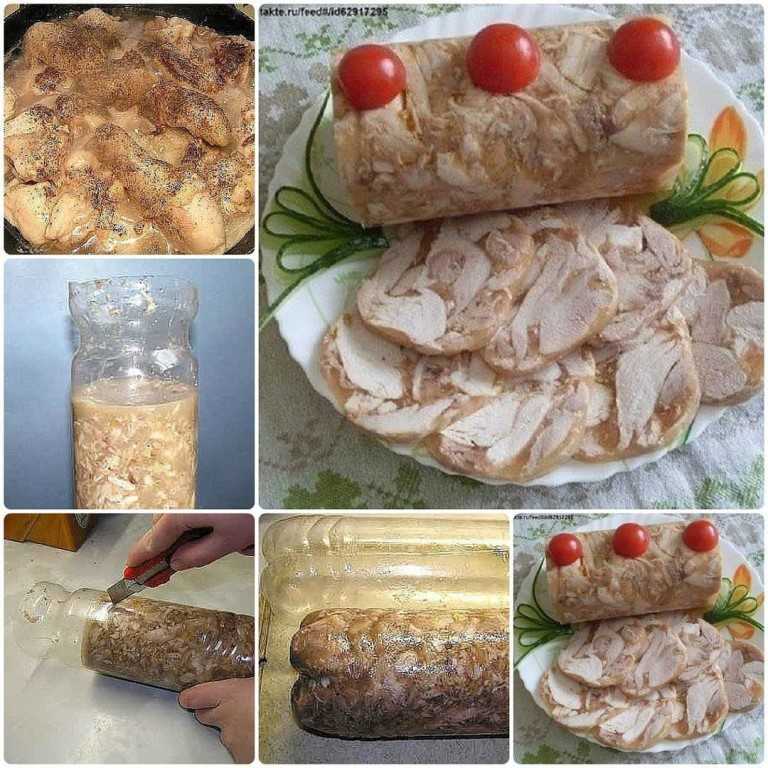 Куриный рулет в бутылке: пошаговый рецепт с желатином в пластиковой таре с фото, как приготовить в домашних условиях с грибами и как сделать диетическим