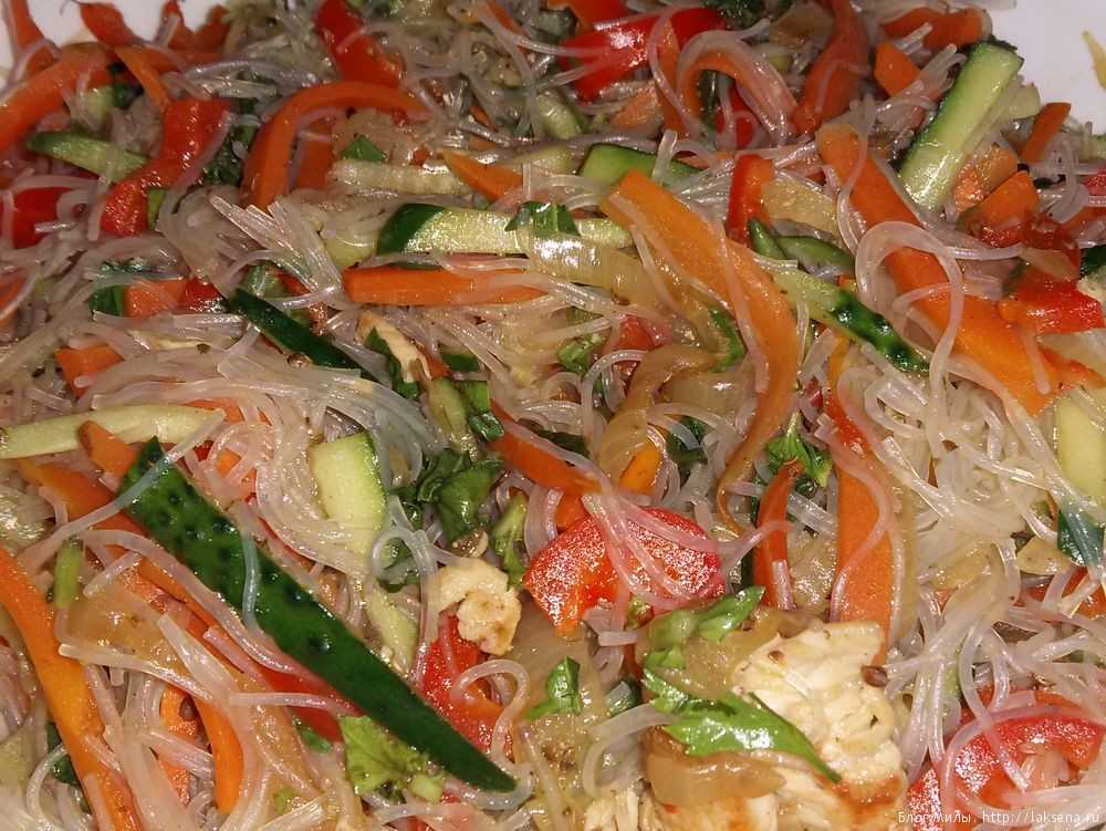 Рецепт фунчоза с корейской морковью. калорийность, химический состав и пищевая ценность.