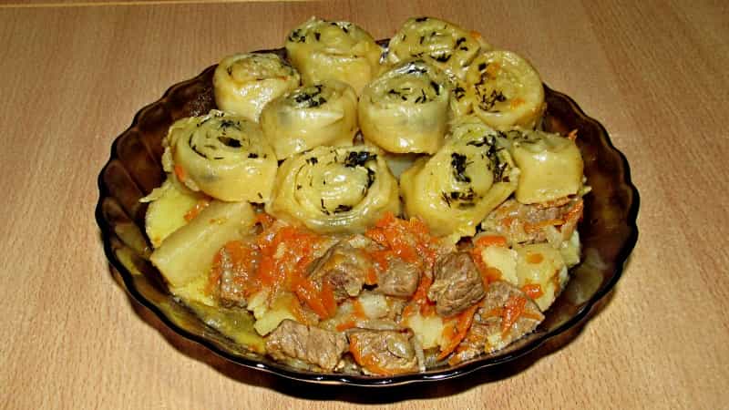 Нудли с мясом и картошкой по украински