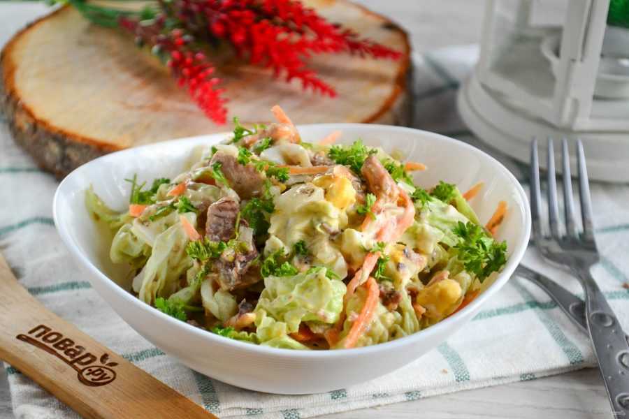 Салат с курицей и грибами шампиньонами слоями — простой классический рецепт